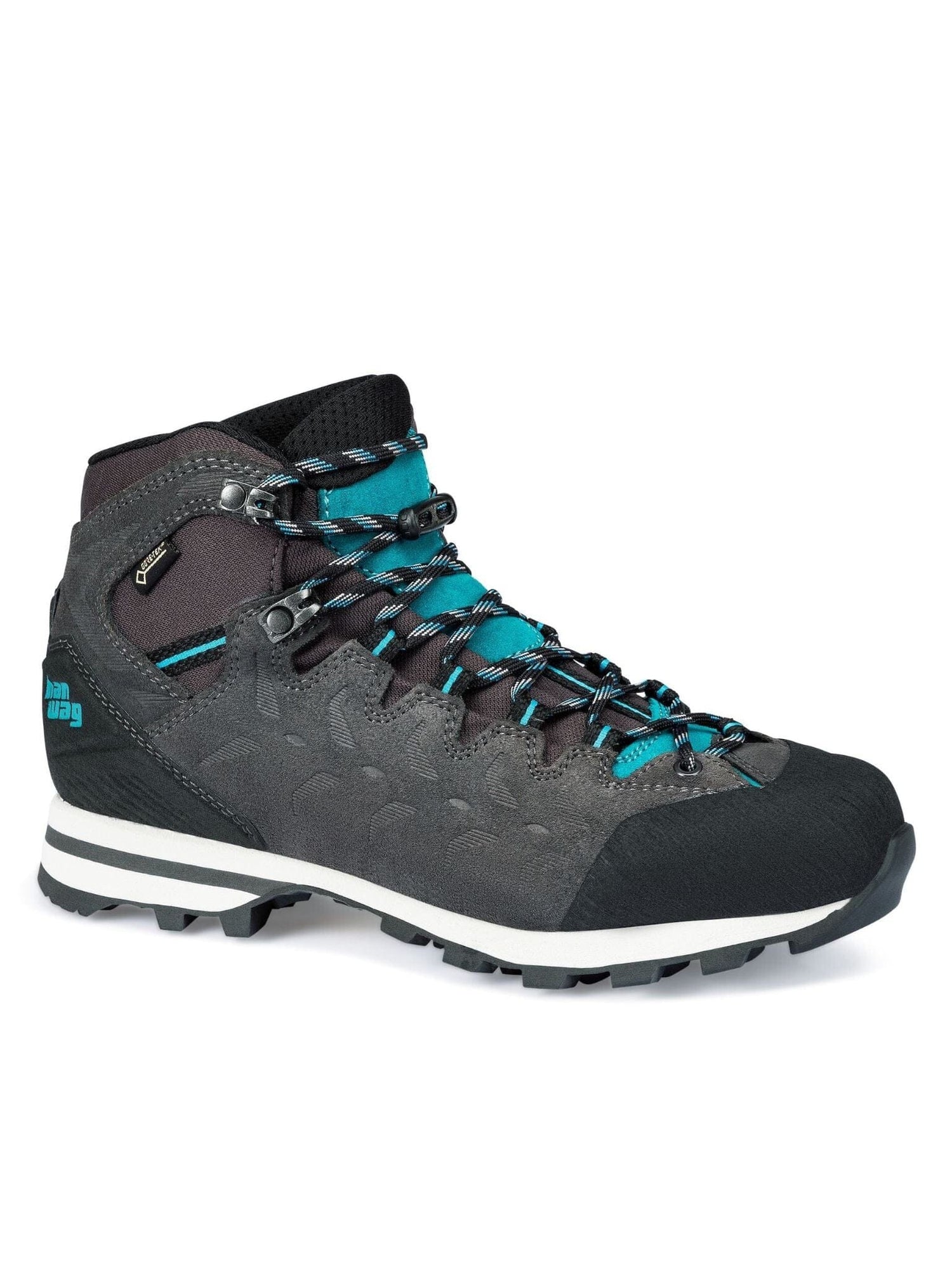 Hanwag W's Makra Light GTX - Leather Working Group -certified leather Asphalt Bluegreen Shoes