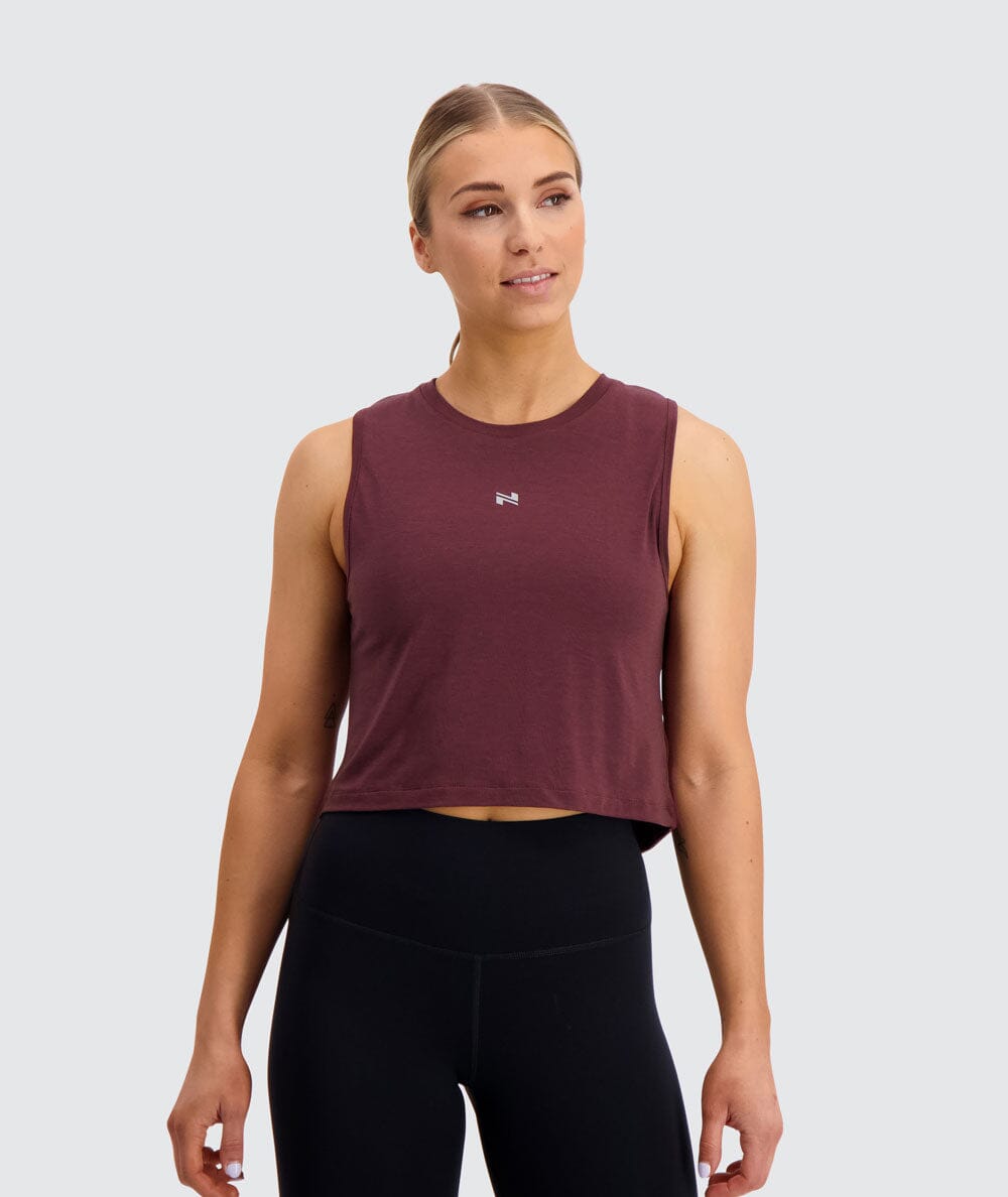 Gymnation W's Muscle Crop Top - OEKO-TEX®-certified material, Tencel & PES Wine Red Shirt