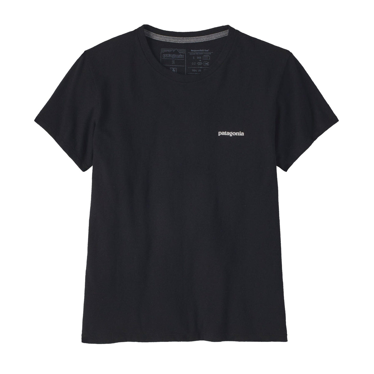 Patagonia W's P-6 Logo Responsibili-Tee - Recycled Cotton & Recycled Polyester Black Shirt