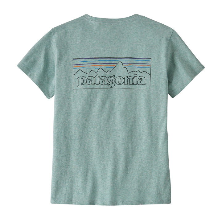 Patagonia W's P-6 Logo Responsibili-Tee - Recycled Cotton & Recycled Polyester P-6 Outline: Virtually Blue Shirt