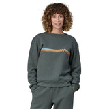 W's Ridge Rise Stripe Uprisal Crew Sweatshirt - Recycled Polyester & Recycled Cotton Shirt Patagonia Nouveau Green S