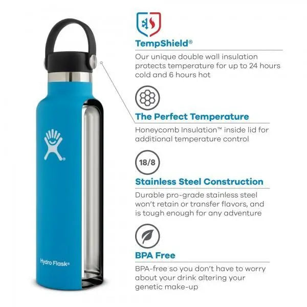 Hydro Flask Standard Mouth bottle 0.62l/21oz - Stainless Steel BPA Free Aloe Cutlery