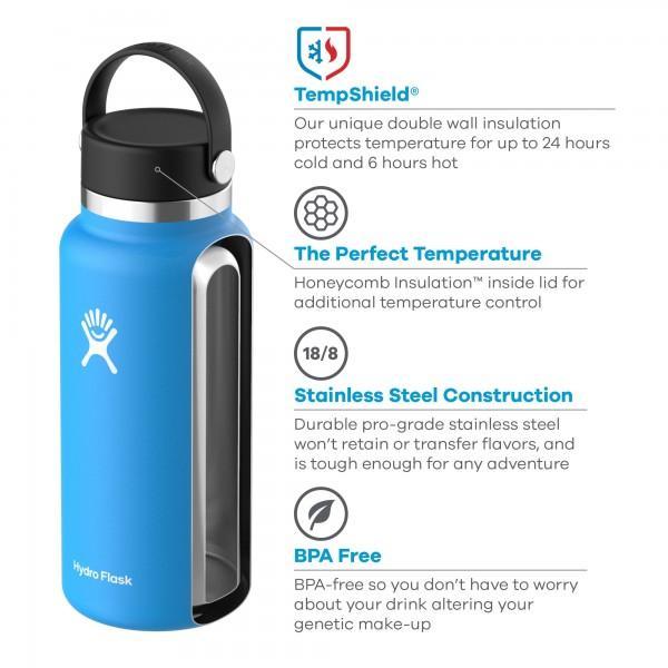 Wide Mouth Bottle 0.94l/32oz - BPA free Stainless Steel Cutlery Hydro Flask