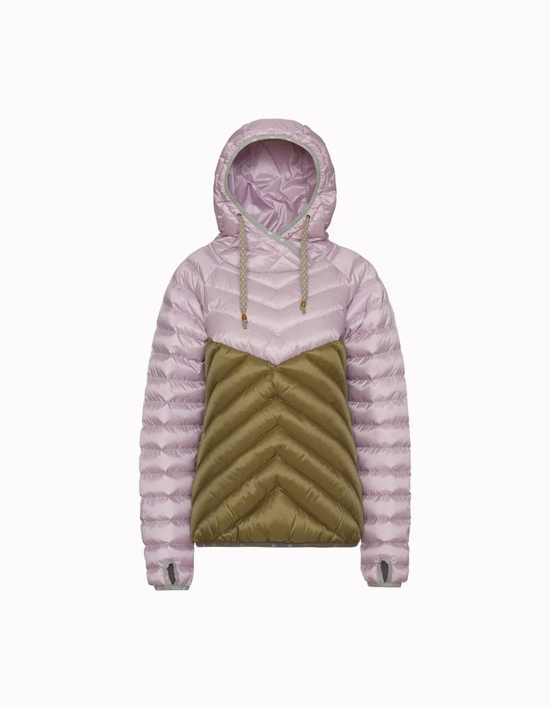 Varg Älgön Down Hood Anorak - Made From Recycled Polyester Olive and Lilac Jacket