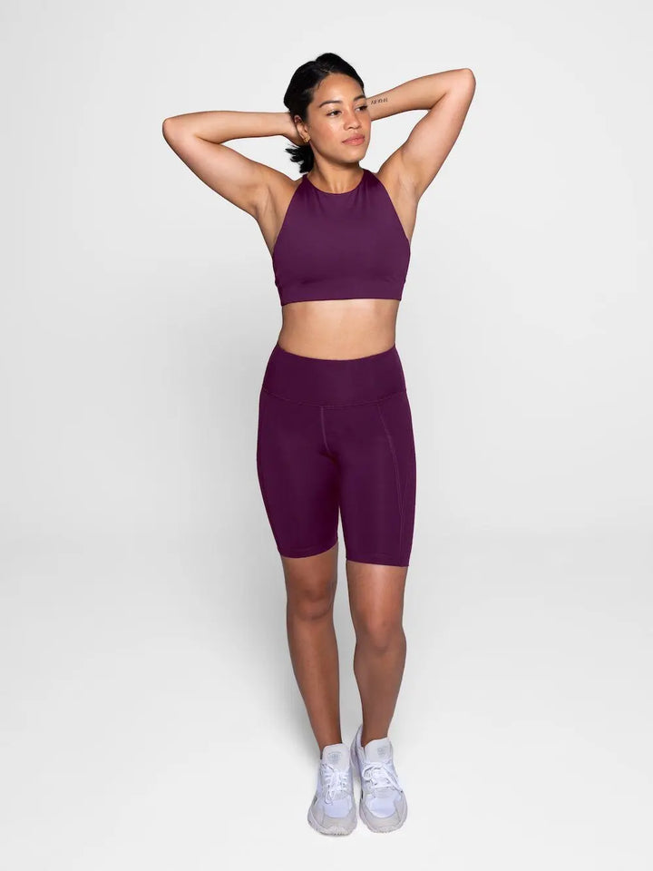 Girlfriend Collective Bike Shorts - Made from recycled plastic bottles Plum Pants