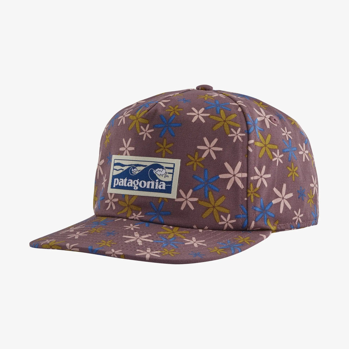 Boardshort Label Funfarer Cap - Organic Cotton Headwear Patagonia Fish Flowers Small: Hyssop Purple