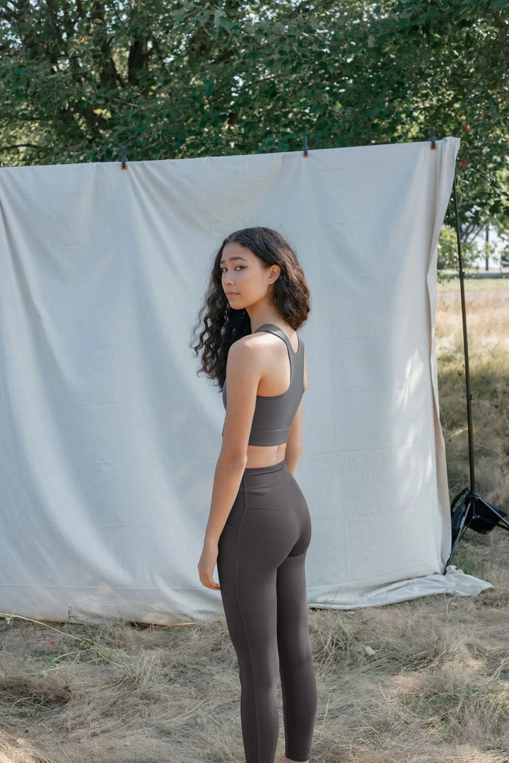 Girlfriend Collective Dylan Crop Tank Bra - Made from Recycled Plastic Bottles Moss Underwear