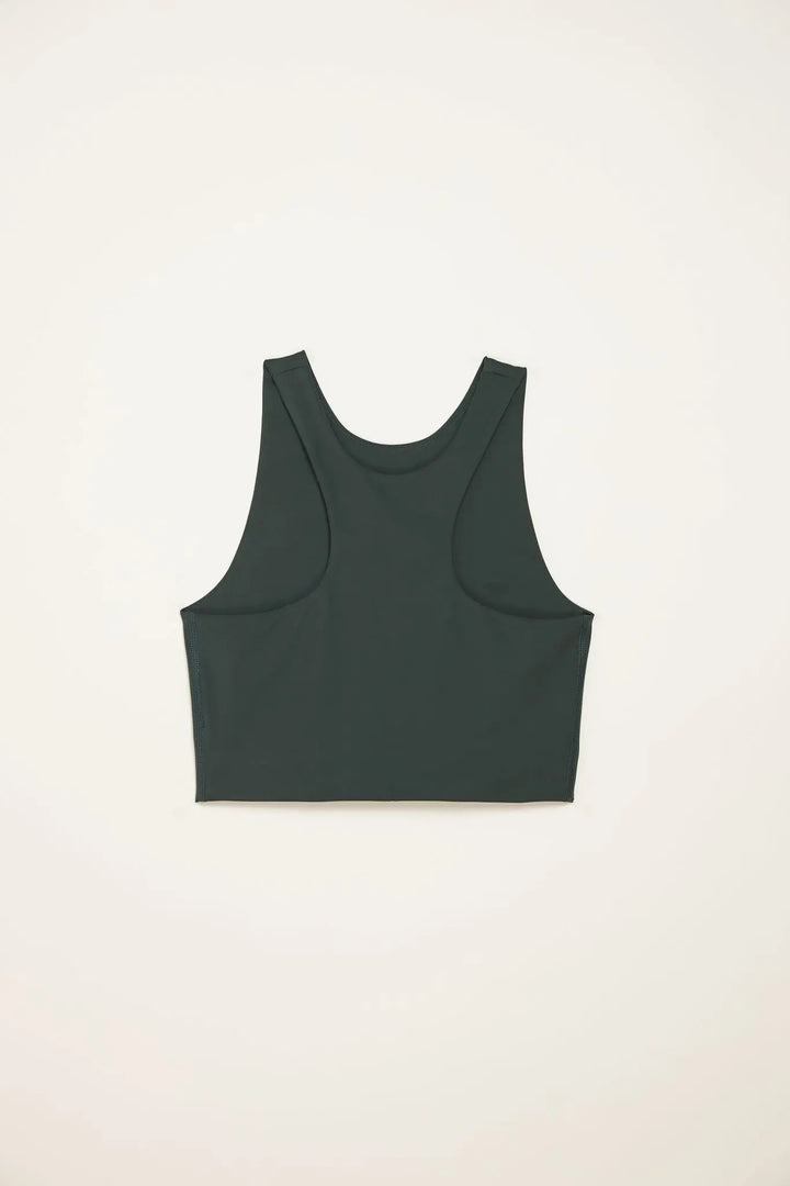 Girlfriend Collective Dylan Crop Tank Bra - Made from Recycled Plastic Bottles Moss Underwear