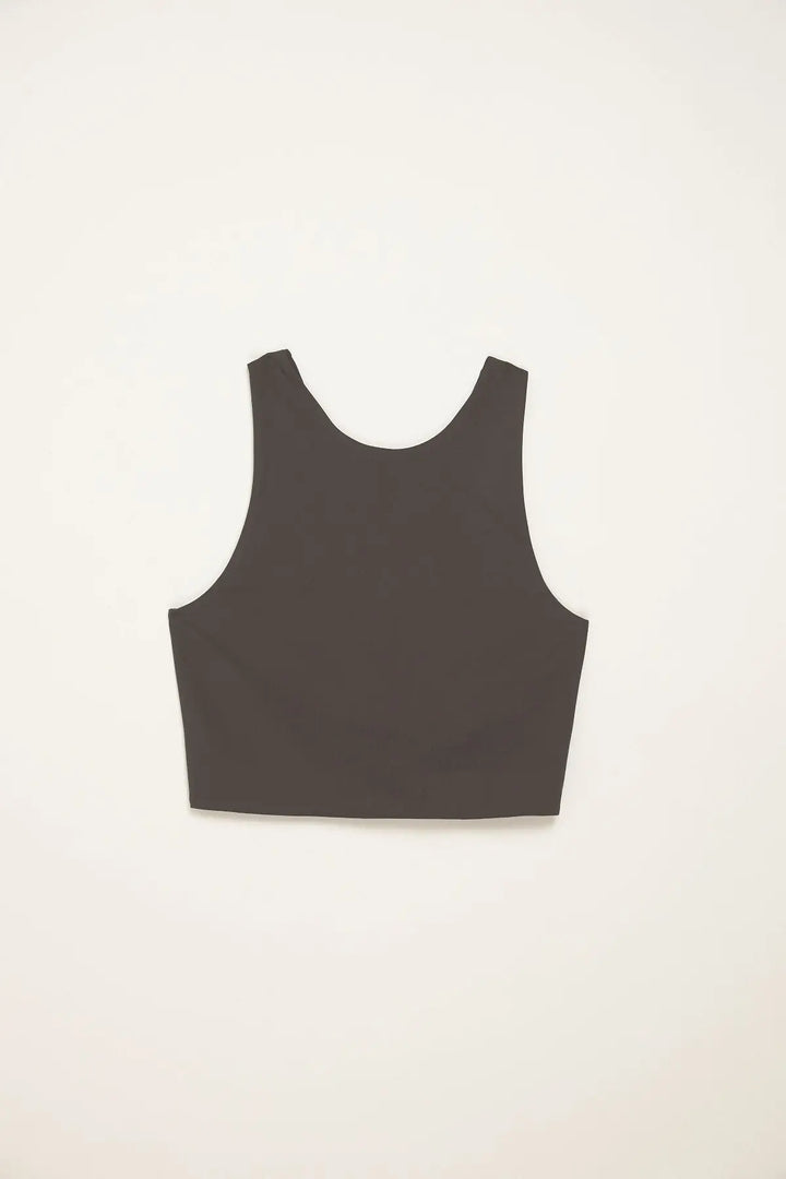 Girlfriend Collective Dylan Crop Tank Bra - Made from Recycled Plastic Bottles Moss Underwear