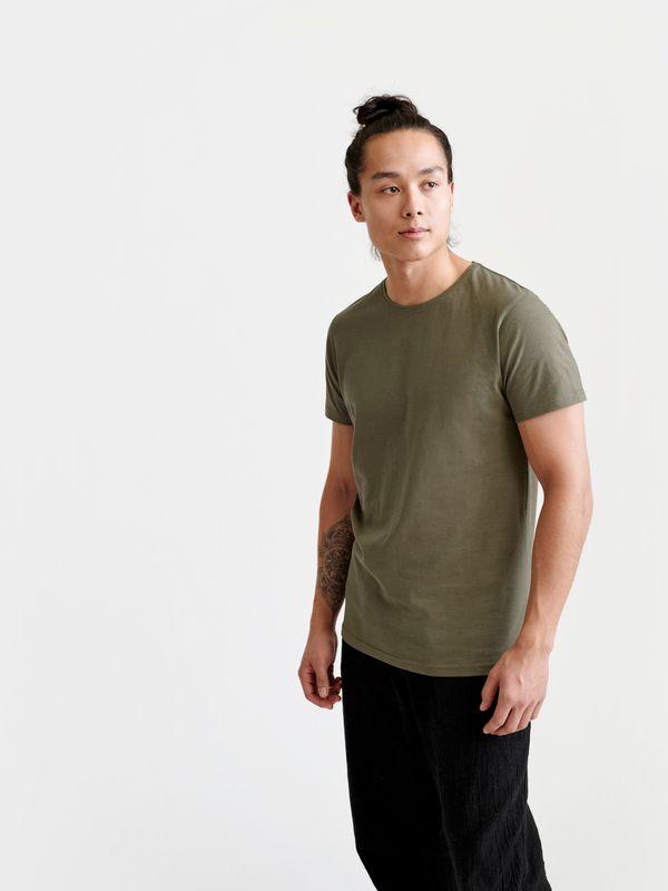 Pure Waste Unisex Crewneck T-Shirt - Recycled Cotton & Recycled Polyester Khaki Green Shirt