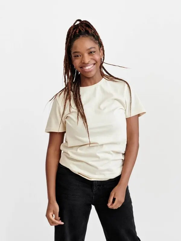 Unisex Crewneck T-Shirt - Recycled Cotton & Recycled Polyester Shirt Pure Waste Ecru XS