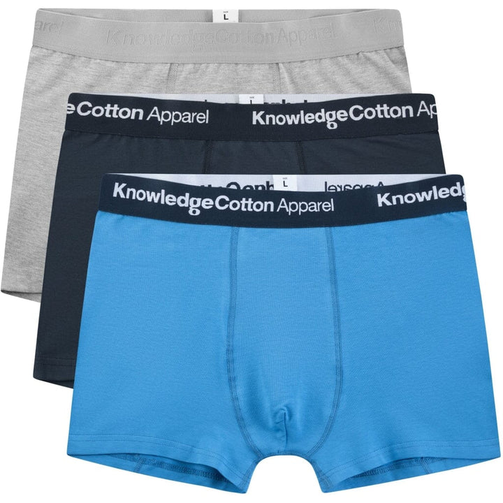 M's 3-pack underwear - Organic Cotton Underwear KnowledgeCotton Apparel Azure Blue S