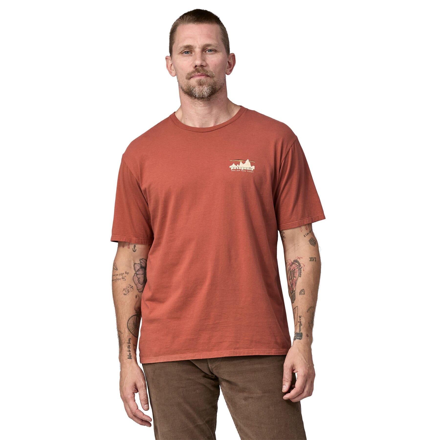 Red patagonia t shirt shop