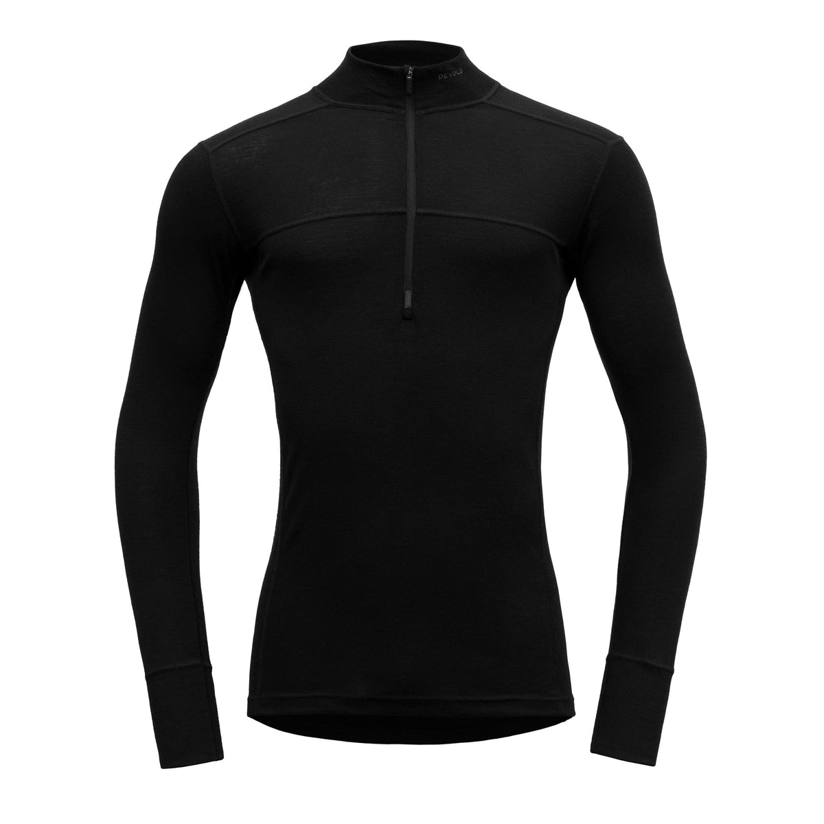 M's Lauparen Zip Neck - 100% Merino Wool Shirt Devold Black S