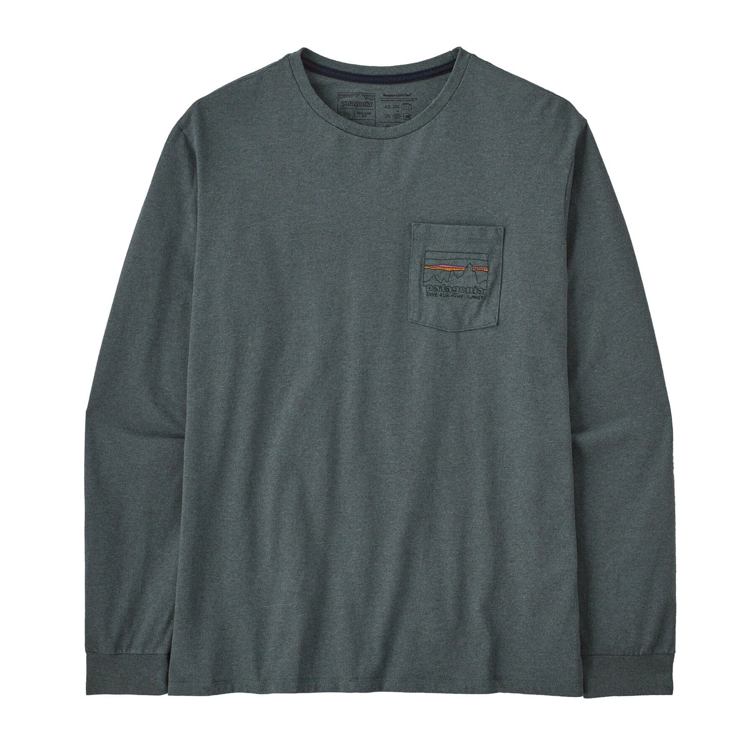 Patagonia M's L/S '73 Skyline Pocket Responsibili-Tee - Recycled Cotton & Recycled PET Nouveau Green Shirt