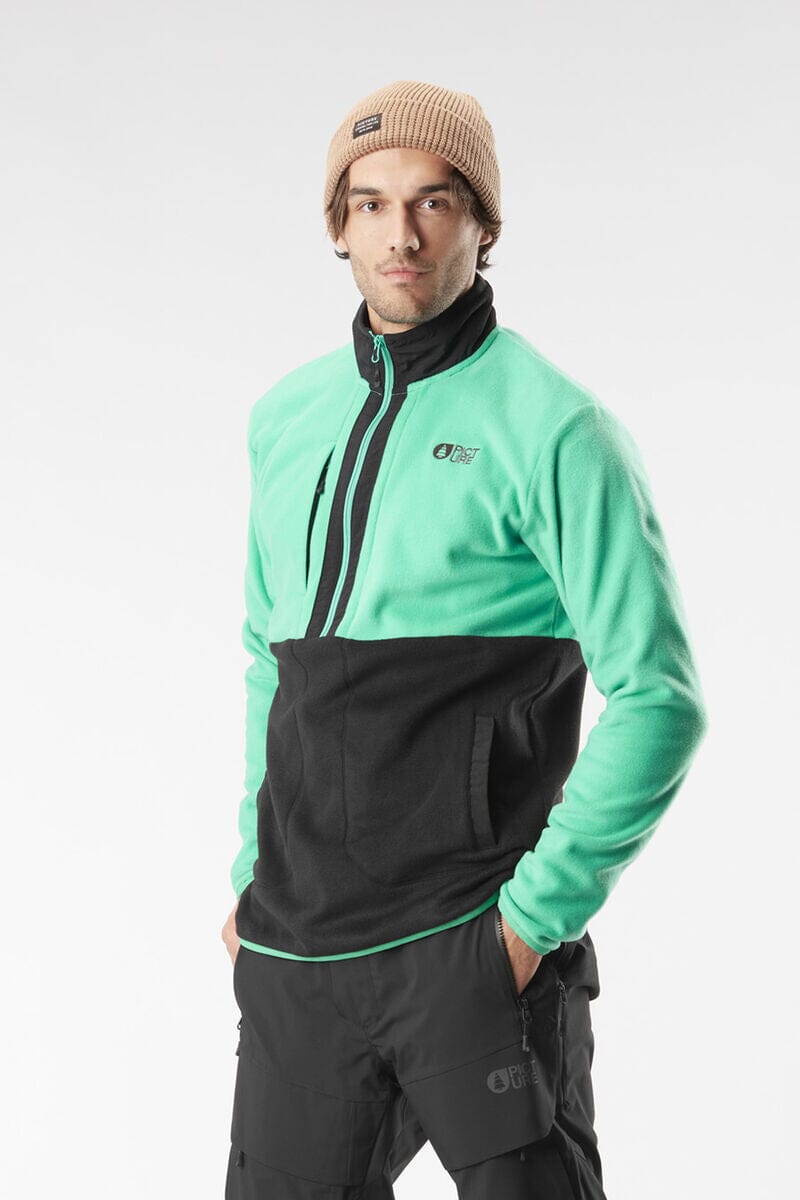 Picture Organic M's Mathew 1/4 Fleece - Polyester & Recycled Polyester Black-Spectra Green Shirt