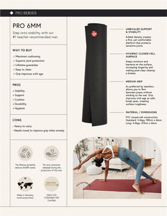 Manduka PRO Yoga Mat 6mm - OEKO-TEX Certified PVC Black Sage Green Yoga equipment