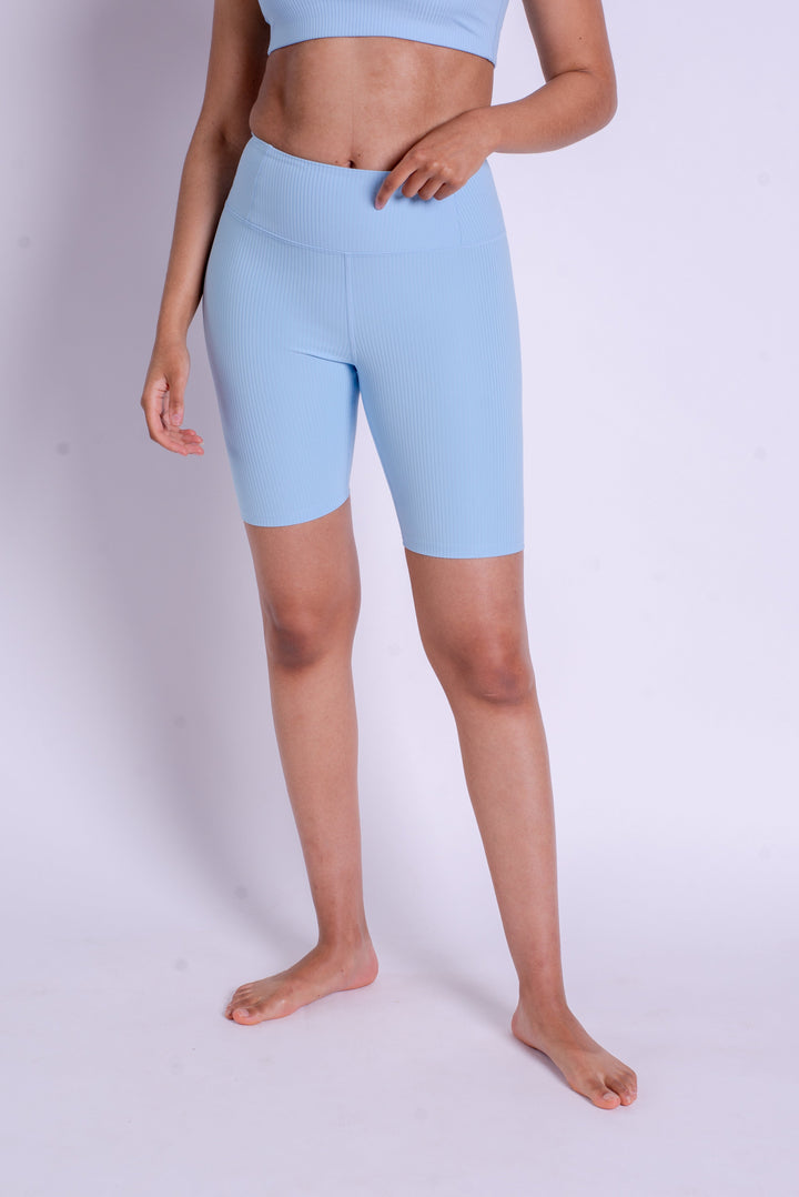RIB Bike Shorts - Made from recycled plastic bottles Pants Girlfriend Collective Bluebell XS