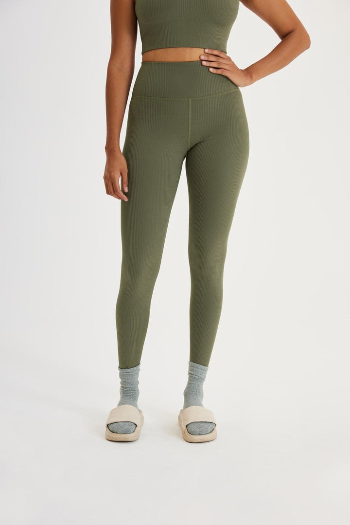 RIB High-Rise Leggings - Made from recycled bottles Pants Girlfriend Collective Cypress XS