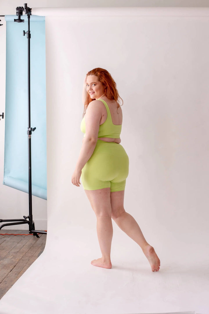 Girlfriend Collective Run Shorts High-Rise - Made from Recycled Plastic Bottles Key Lime Pants