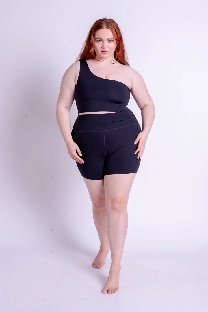 Run Shorts High-Rise - Made from Recycled Plastic Bottles Pants Girlfriend Collective Black S