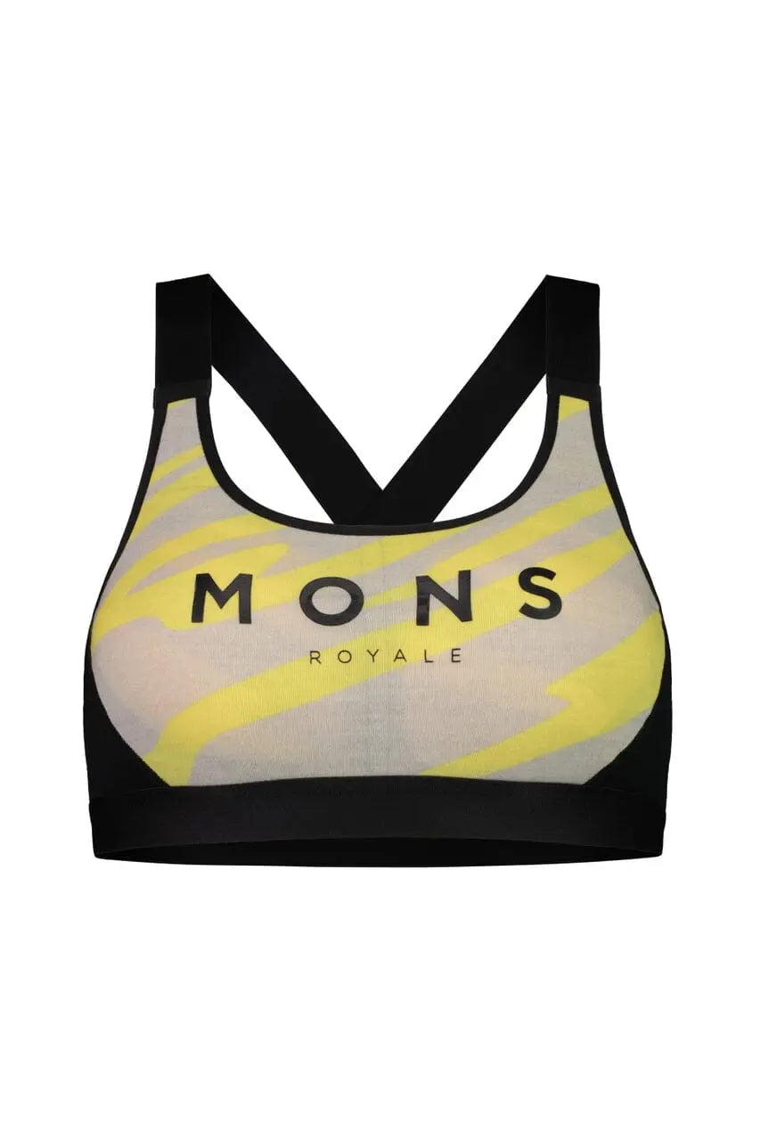 Stella X-Back Bra - Merino Wool Underwear Mons Royale Limelight Camo S