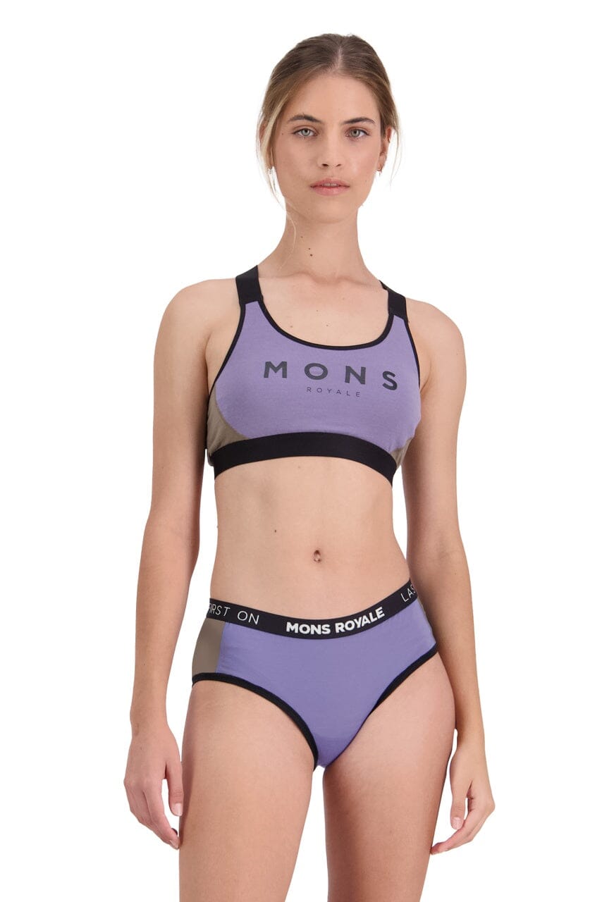 Mons Royale Stella X-Back Bra - Merino Wool Walnut Thistle Underwear