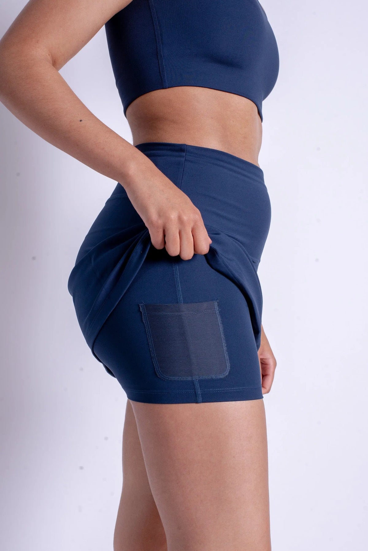 Girlfriend Collective The Skort High-Rise - Made from Recycled Plastic Bottles Midnight Skirt