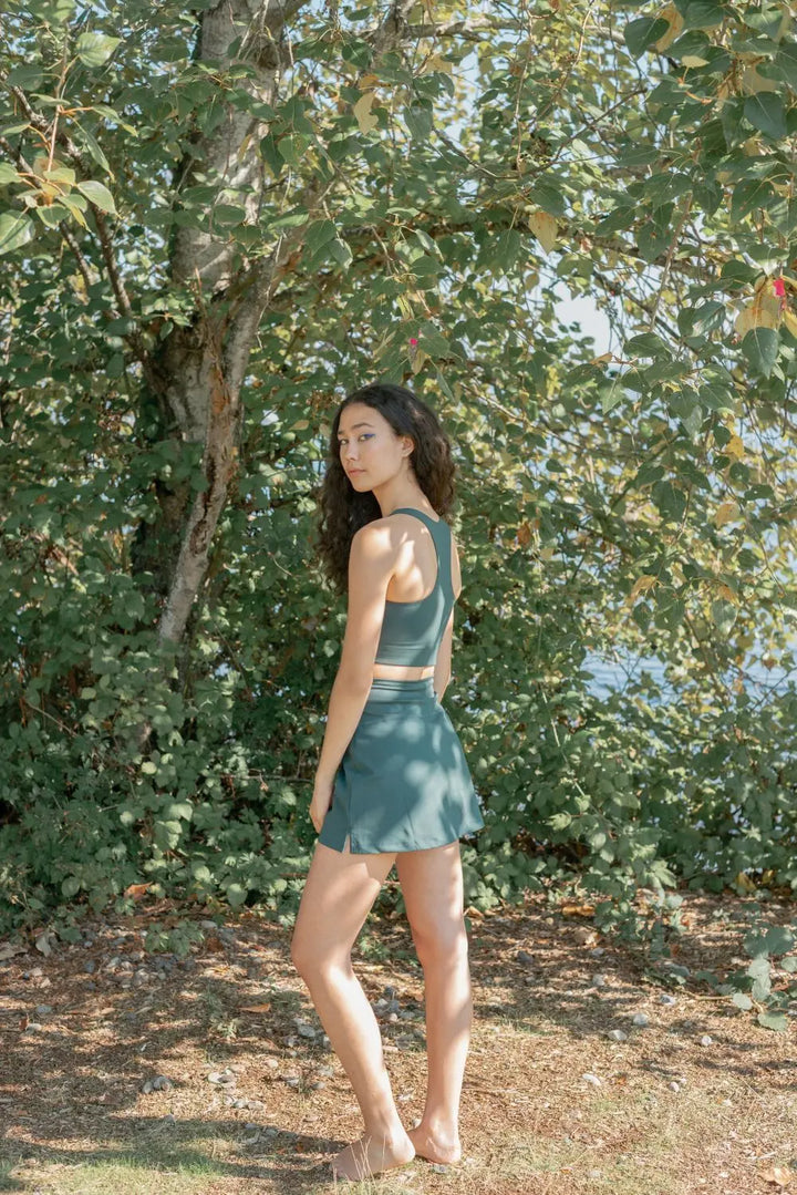 Girlfriend Collective The Skort High-Rise - Made from Recycled Plastic Bottles Moss Skirt