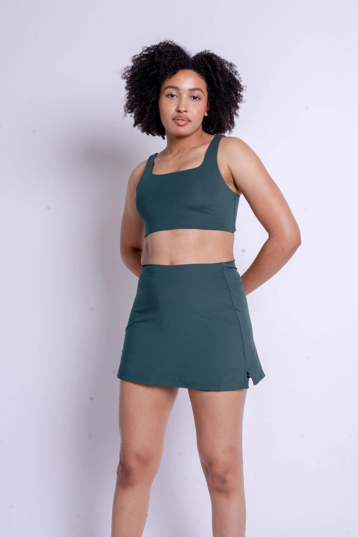 Girlfriend Collective The Skort High-Rise - Made from Recycled Plastic Bottles Moss Skirt