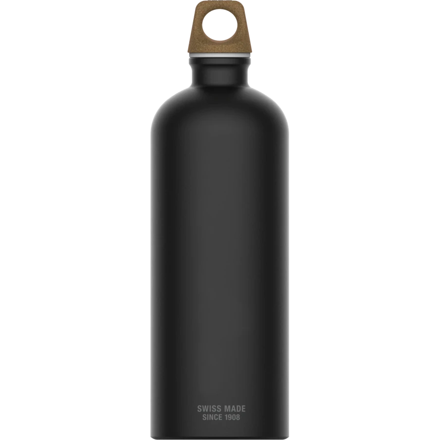 SIGG Traveller MyPlanet Bottle - 100% Recycled Aluminum Black 1l Cutlery
