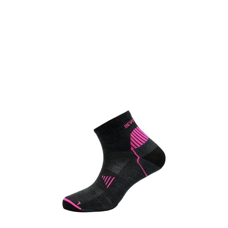 Devold Unisex Energy Ankle Sock - Merino Wool Dark Grey Pink Socks