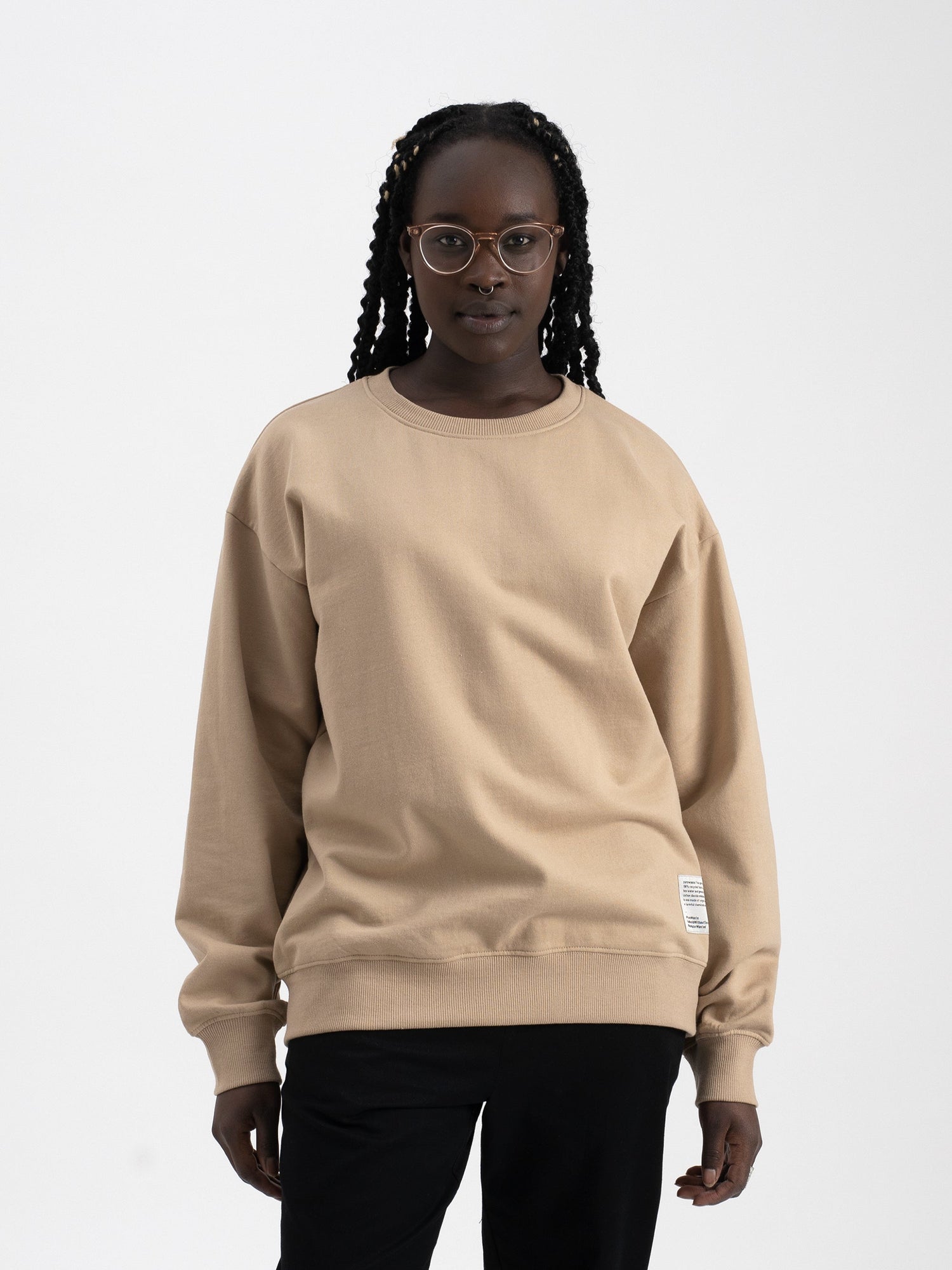 Pure Waste Unisex Loose Fit Sweatshirt - Recycled cotton & Recycled polyester Sand Shirt
