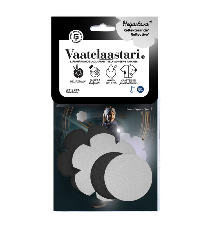 Vaatelaastari - Vaatelaastari Loisto 4pcs - Reflecting FabPatch from recycled polyester - Weekendbee - sustainable sportswear