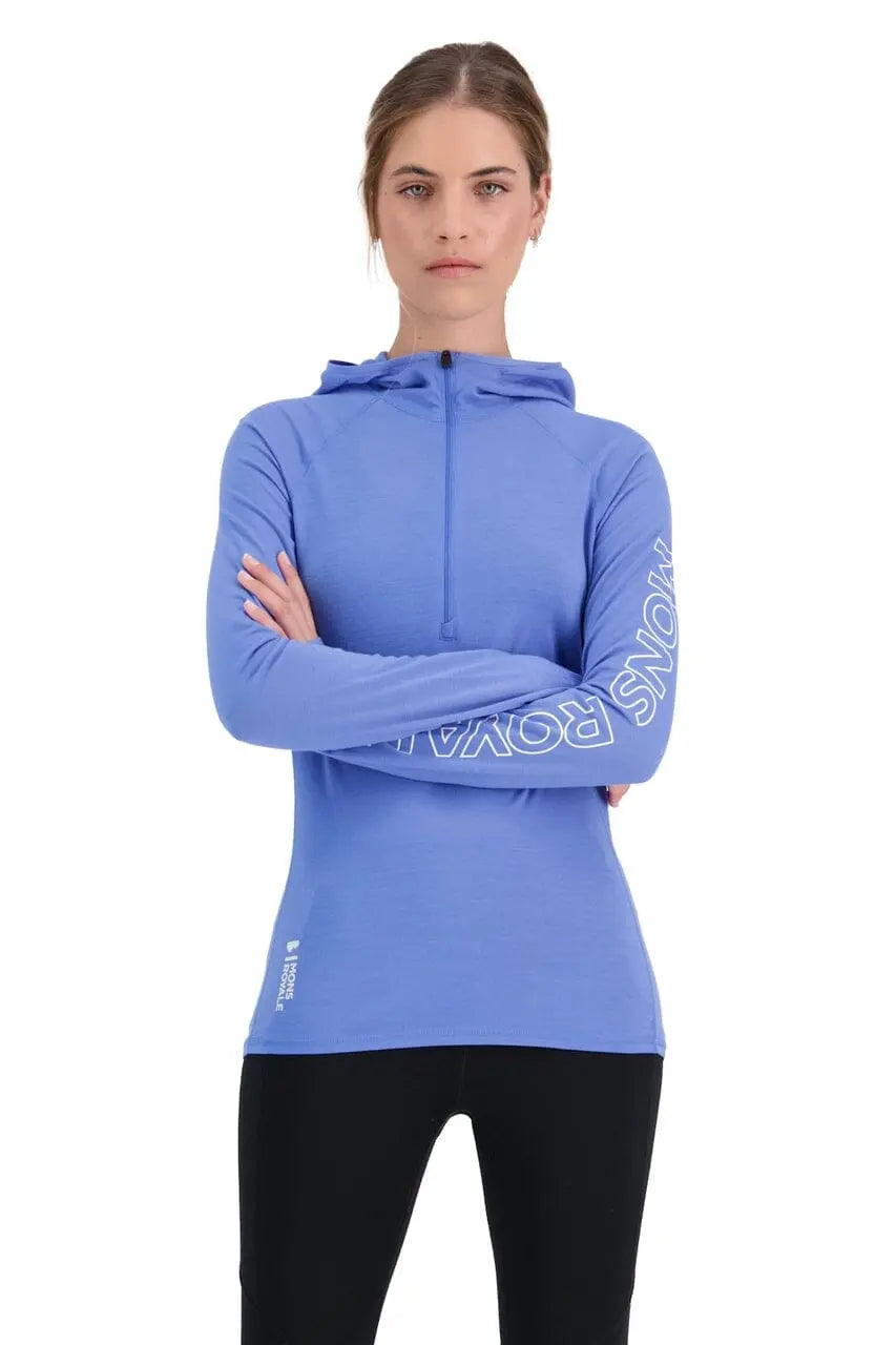 W's Bella Tech Hoodie - Mulesing-free Merino wool Shirt Mons Royale Cornflower S