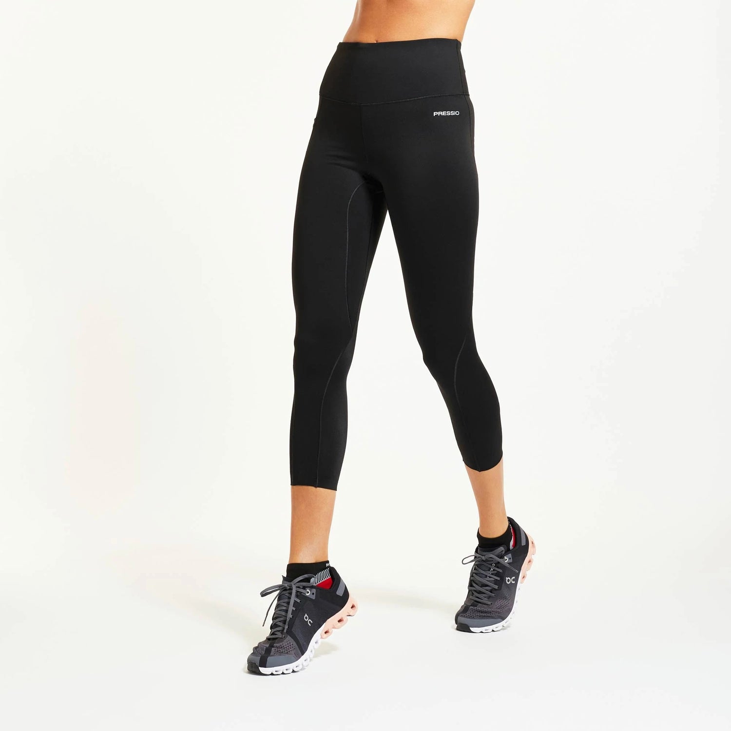 Pressio W's Compression 7/8 Tight | High Rise - Eco Dyed Nylon Black Pants