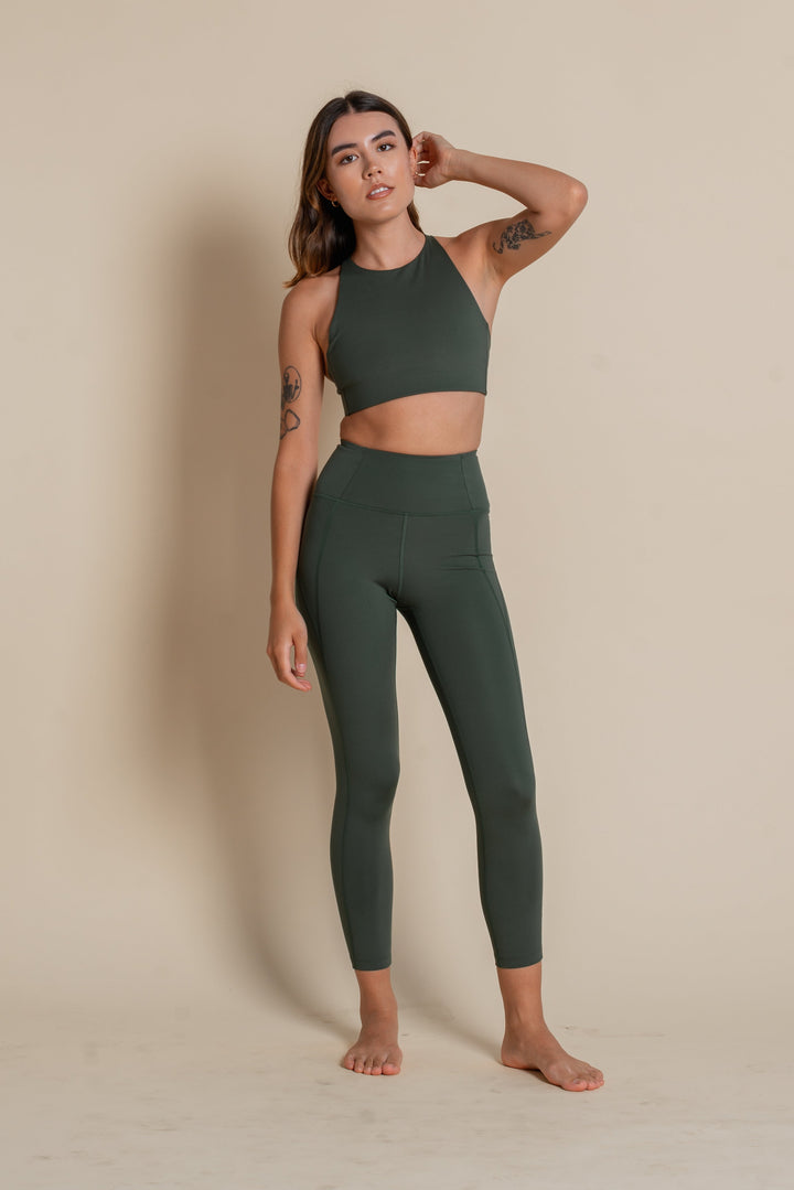 W's Compressive Leggings - 7/8 - Made From Recycled Plastic Bottles Pants Girlfriend Collective Seaweed XS