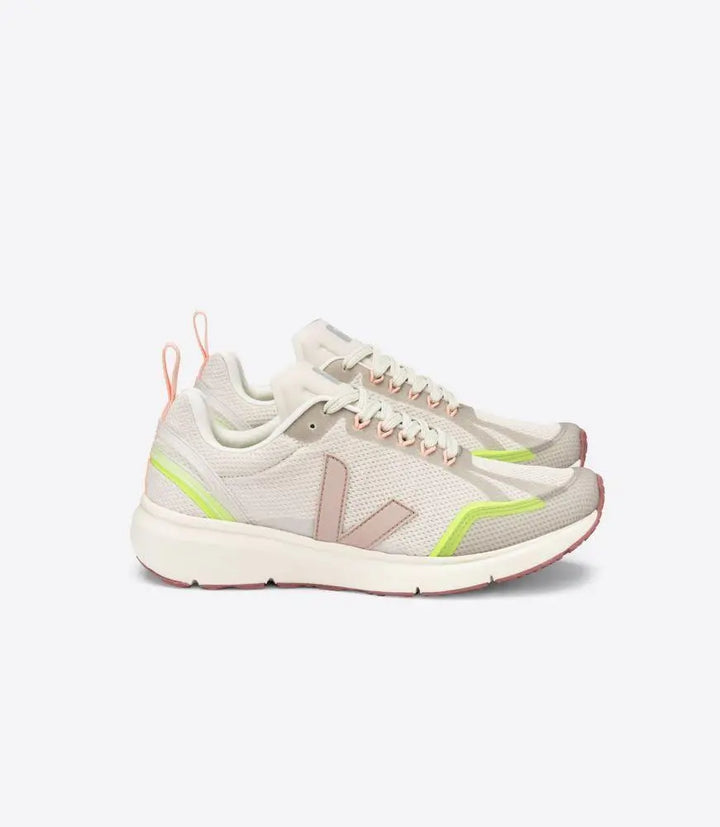 Veja W's Condor 2 Alveomesh Running Shoes - Recycled Plastic Bottles Natural Parme Jaune Fluo Shoes