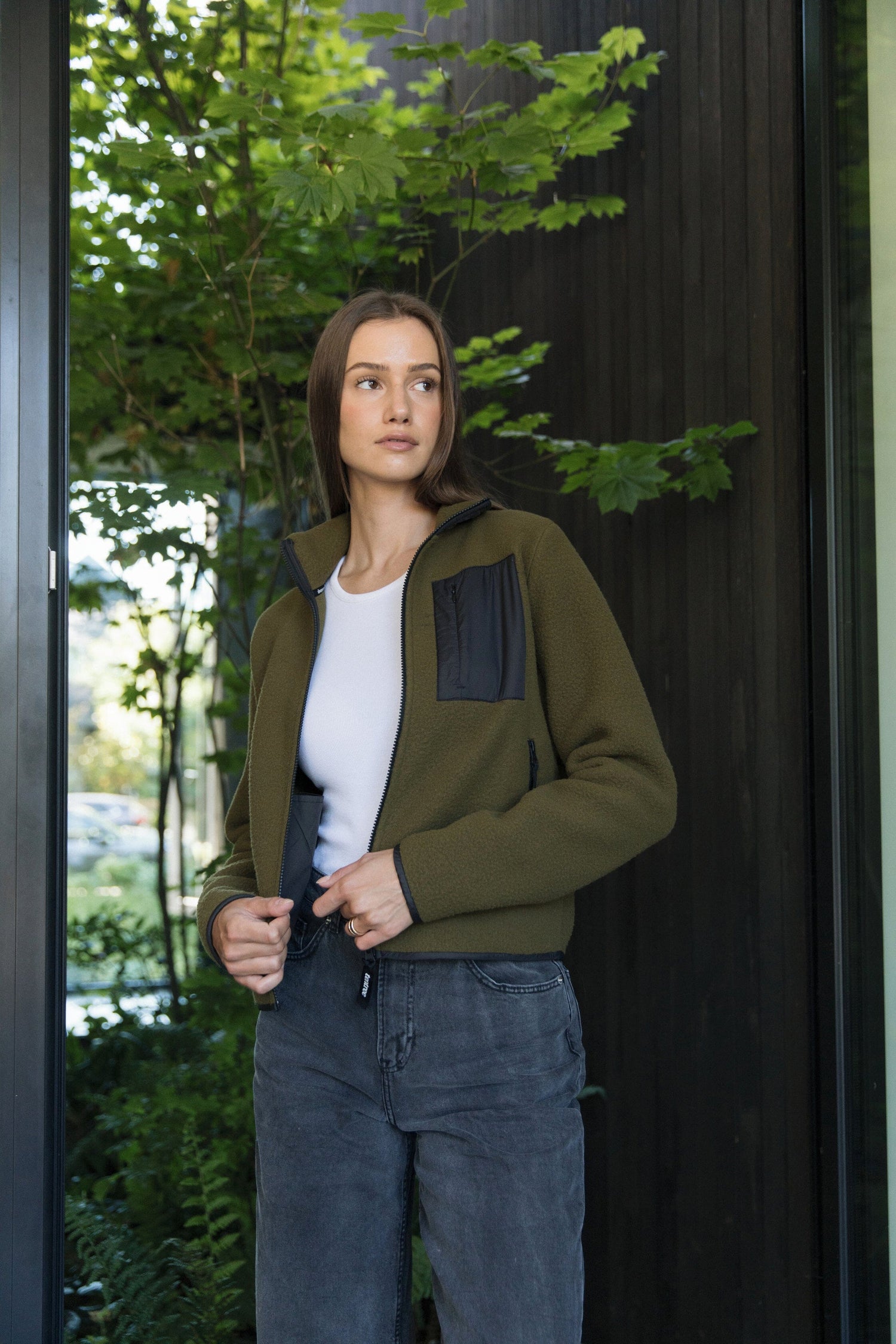 Tentree W's Ecoloft Zip Fleece Jacket - 100% Recycled Polyester Uniform Green Shirt