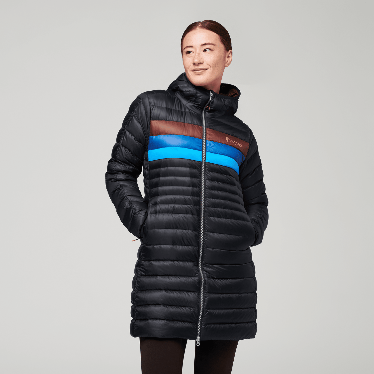 Cotopaxi W's Fuego Down Parka - Responsibly sourced down Black & Chestnut Stripes Jacket