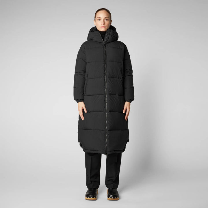 W's Halesia Hooded Coat - 100% Recycled Nylon Jacket Save The Duck Black -23 S