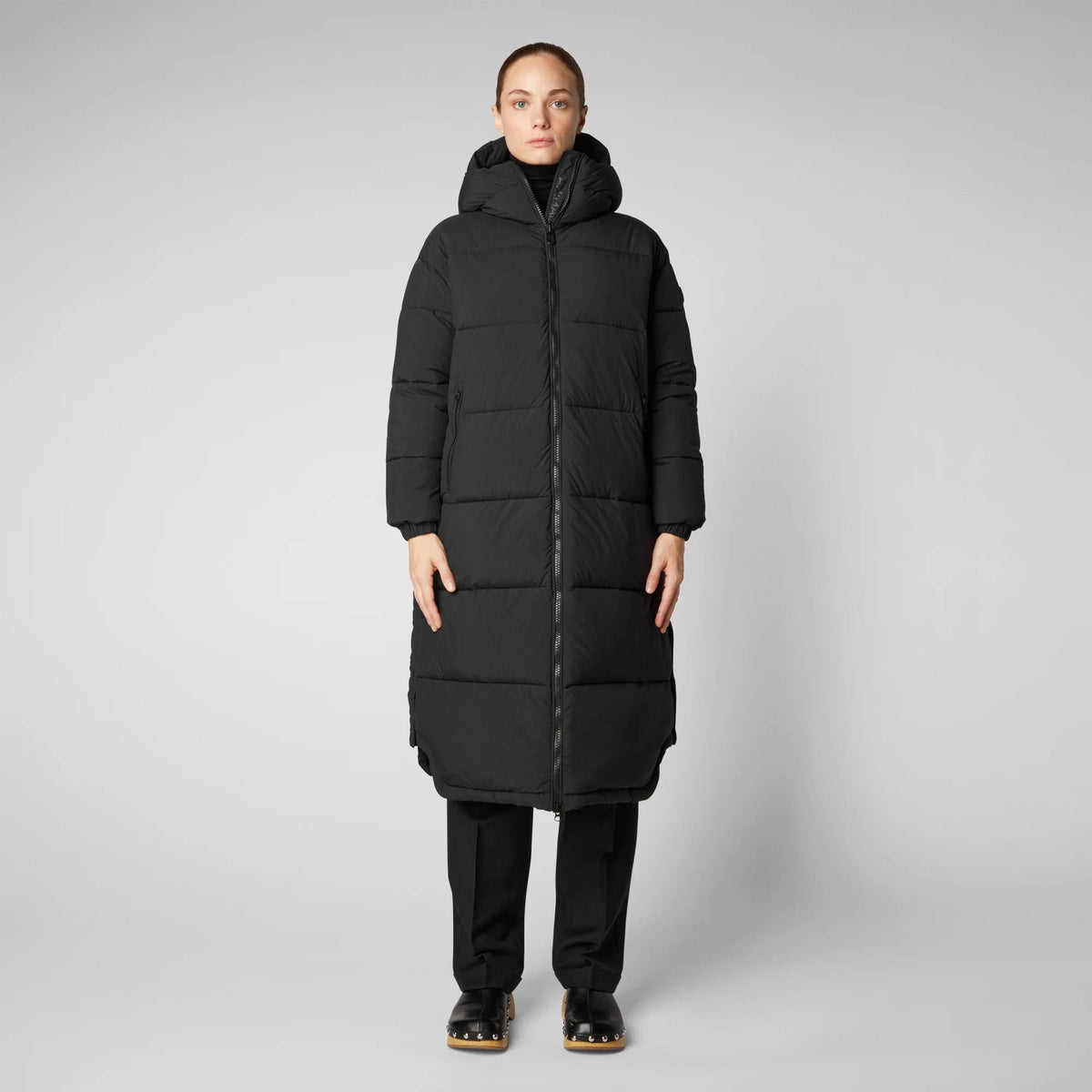W's Halesia Hooded Coat - 100% Recycled Nylon Jacket Save The Duck Black -23 S
