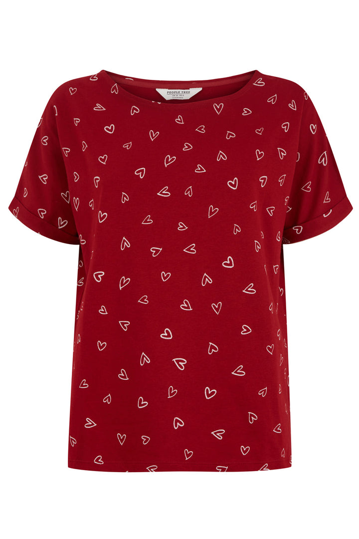 W's Hearts Pyjama Tee - 100% Organic Certified Cotton Underwear People Tree