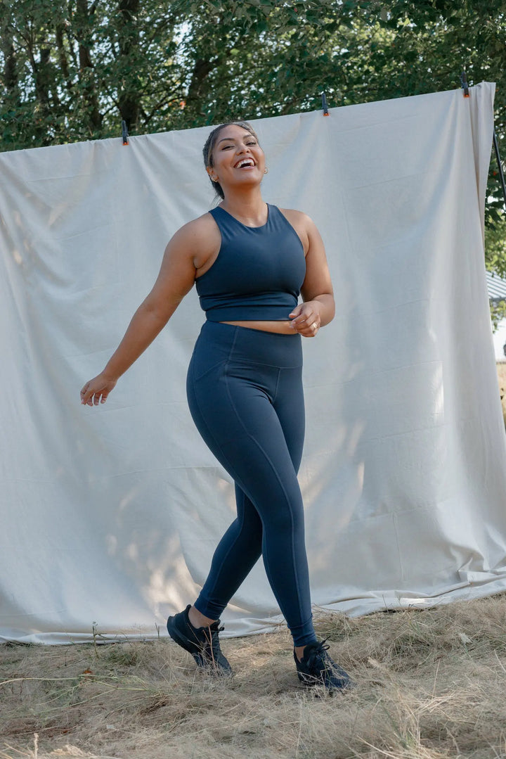 Girlfriend Collective W's High-Rise Pocket Leggings - Made From Recycled Water Bottles Midnight Pants