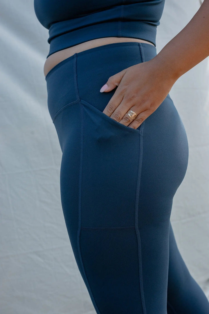 Girlfriend Collective W's High-Rise Pocket Leggings - Made From Recycled Water Bottles Midnight Pants