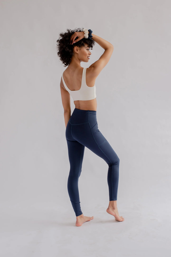 Girlfriend Collective W's High-Rise Pocket Leggings - Made From Recycled Water Bottles Midnight Pants