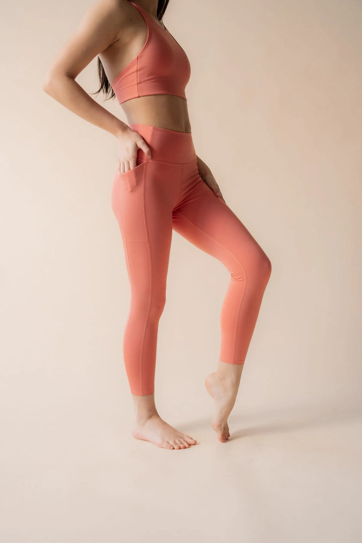 Girlfriend Collective W's High-Rise Pocket Leggings - Made From Recycled Water Bottles Primrose Normal Pants