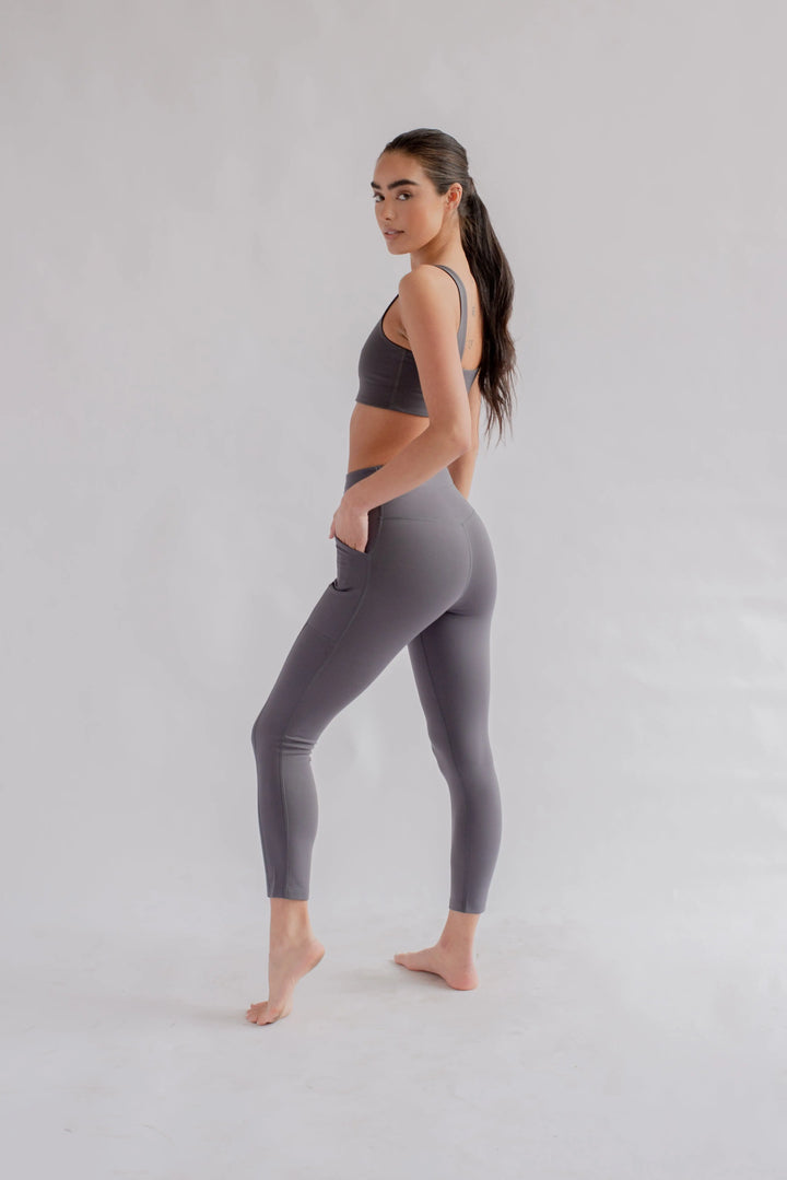 Girlfriend Collective W's High-Rise Pocket Leggings - Made From Recycled Water Bottles Moon Pants