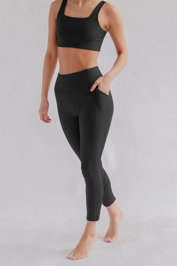 Girlfriend Collective W's High-Rise Pocket Leggings - Made From Recycled Water Bottles Black Pants