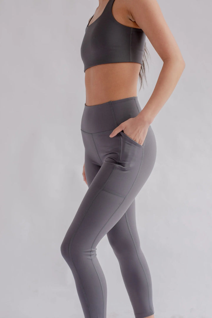 Girlfriend Collective W's High-Rise Pocket Leggings - Made From Recycled Water Bottles Moon Pants